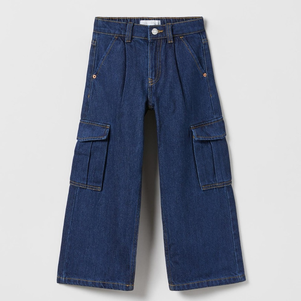 Zara girls Blue Cargo Jeans.   Size 8